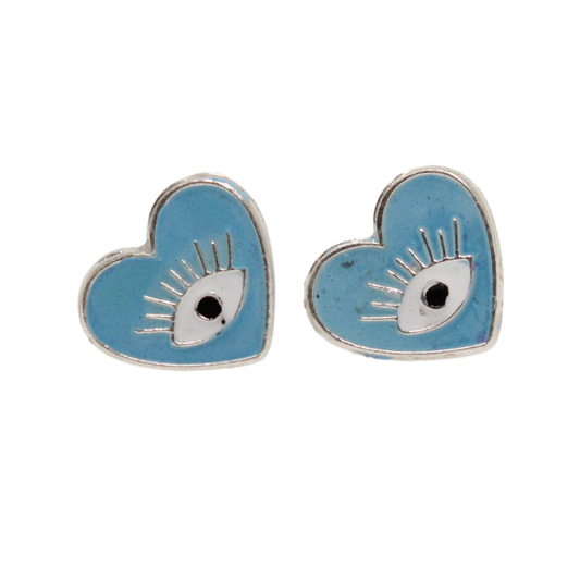 Evil Eye Heart Earrings